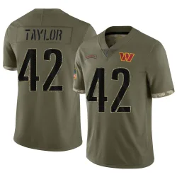 Youth Charley Taylor Washington Commanders No.42 Limited 2022 Salute To Service Jersey - Olive