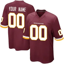 Youth Custom Washington Commanders No.00 Game Burgundy Team Color Jersey