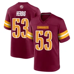 Youth Nate Herbig Washington Commanders No.53 Game Burgundy Jersey