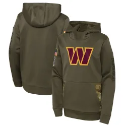 Youth Washington Commanders No. 2022 Salute to Service Performance Pullover Hoodie - Olive