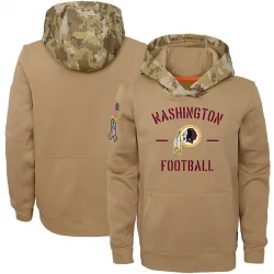 Youth Washington Commanders No. Khaki 2019 Salute to Service Therma Pullover Hoodie